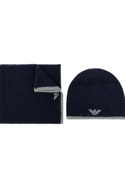 Emporio Armani NAVY BLUE Scarf & hat set