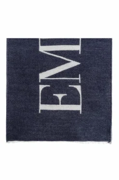Emporio Armani NAVY BLUE Scarf with logo