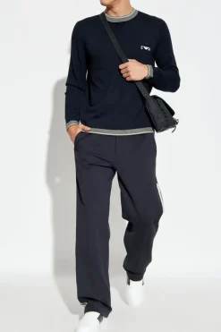 Emporio Armani NAVY BLUE Wool sweater with logo
