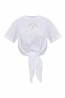 Emporio Armani WHITE T-shirt with decorative front tie