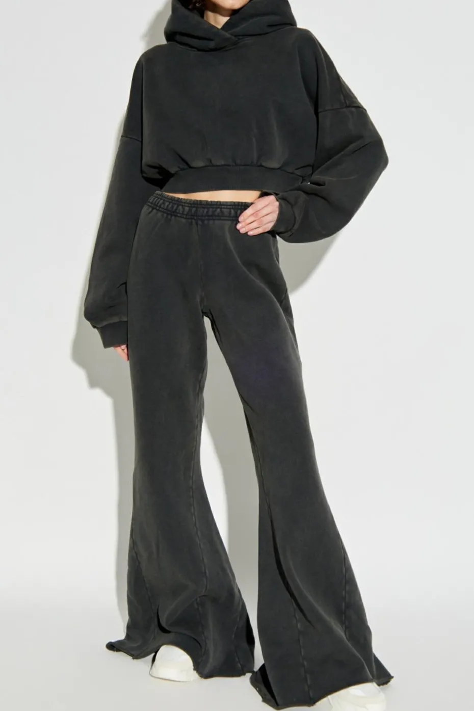 ENTIRE STUDIOS GREY Cropped hoodie