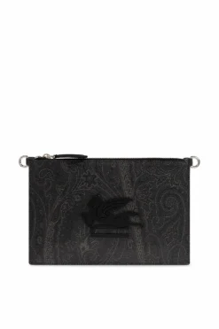 Etro BLACK Shoulder bag with logo-shaped patch