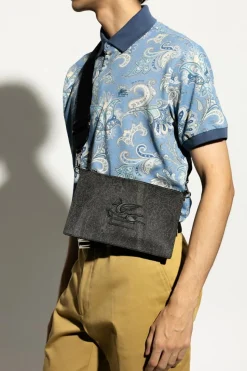 Etro BLACK Shoulder bag with logo-shaped patch