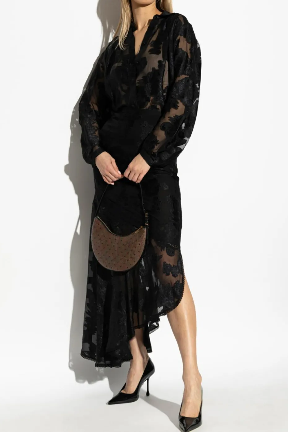 Etro BLACK Skirt with lace trim