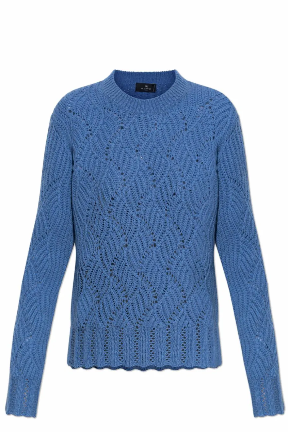 Etro BLUE Cashmere sweater with a crew neck