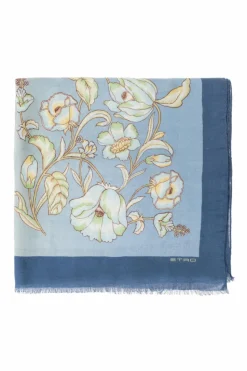 Etro BLUE Floral motif scarf