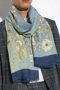 Etro BLUE Floral motif scarf