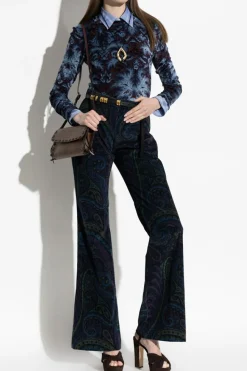 Etro BLUE Top with a velour finish