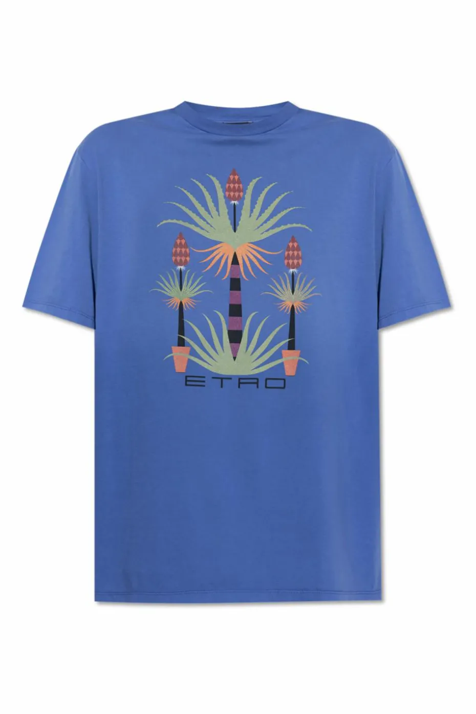 Etro BLUE T-shirt with colorful print