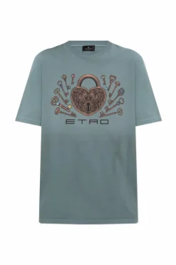 Etro BLUE T-shirt with print