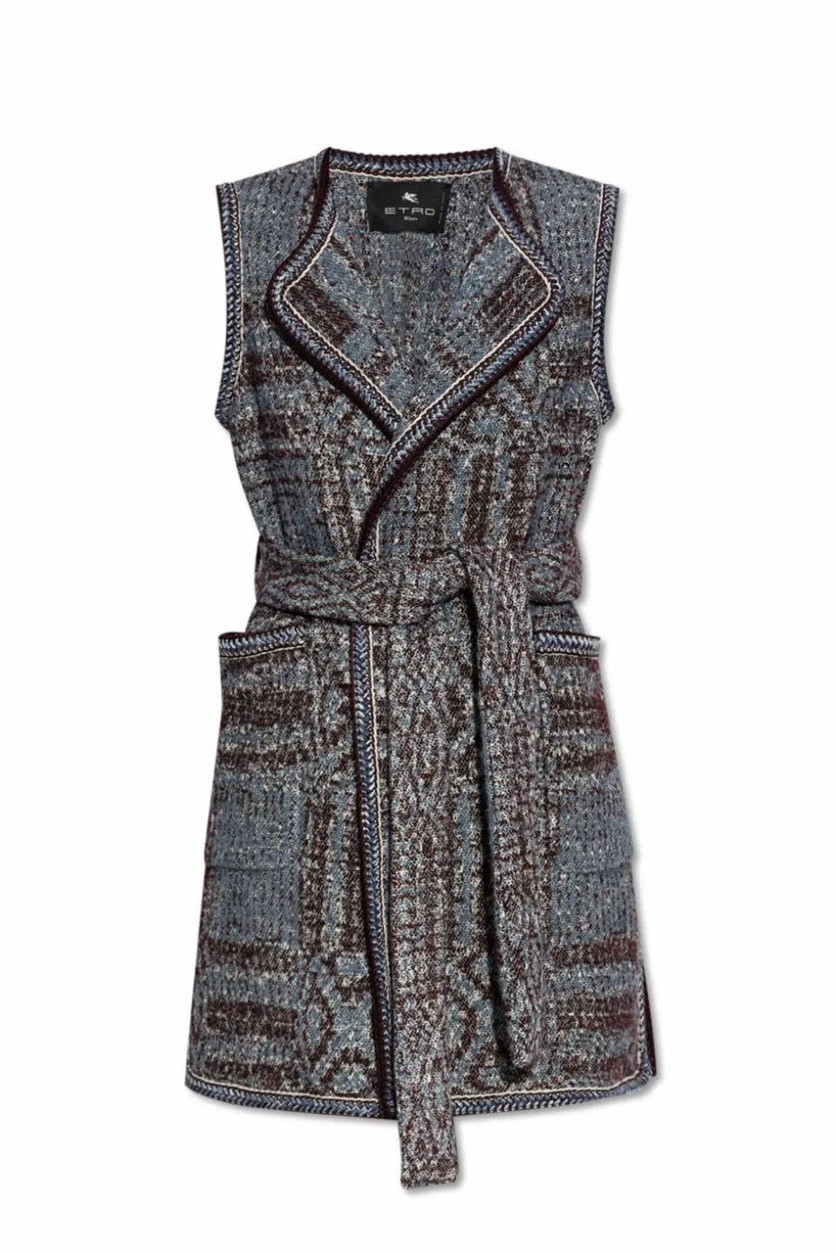 Etro BLUE Vest with a waist belt