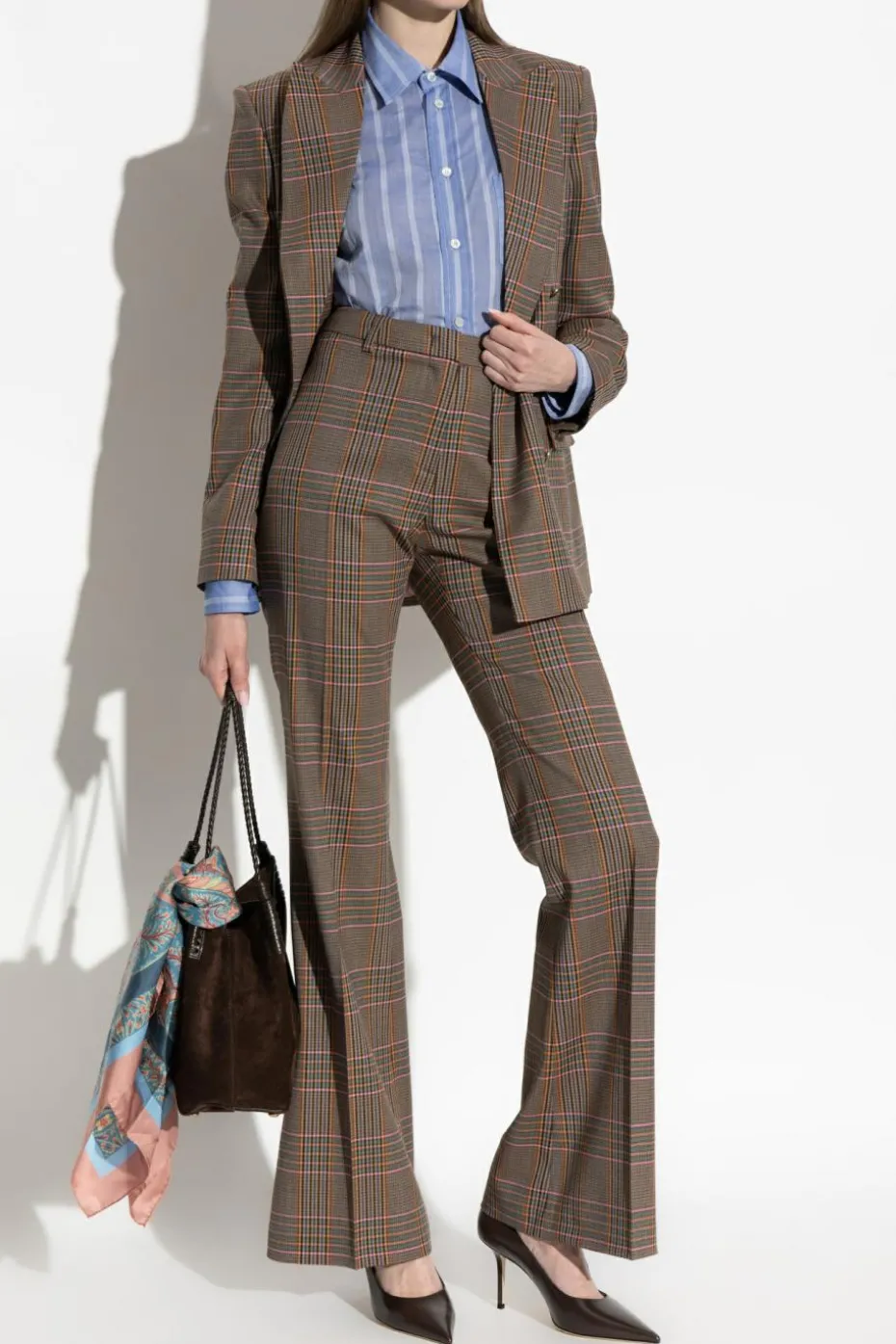 Etro BROWN Plaid pattern pants
