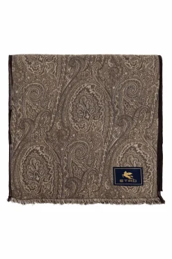 Etro BROWN Scarf with decorative pattern