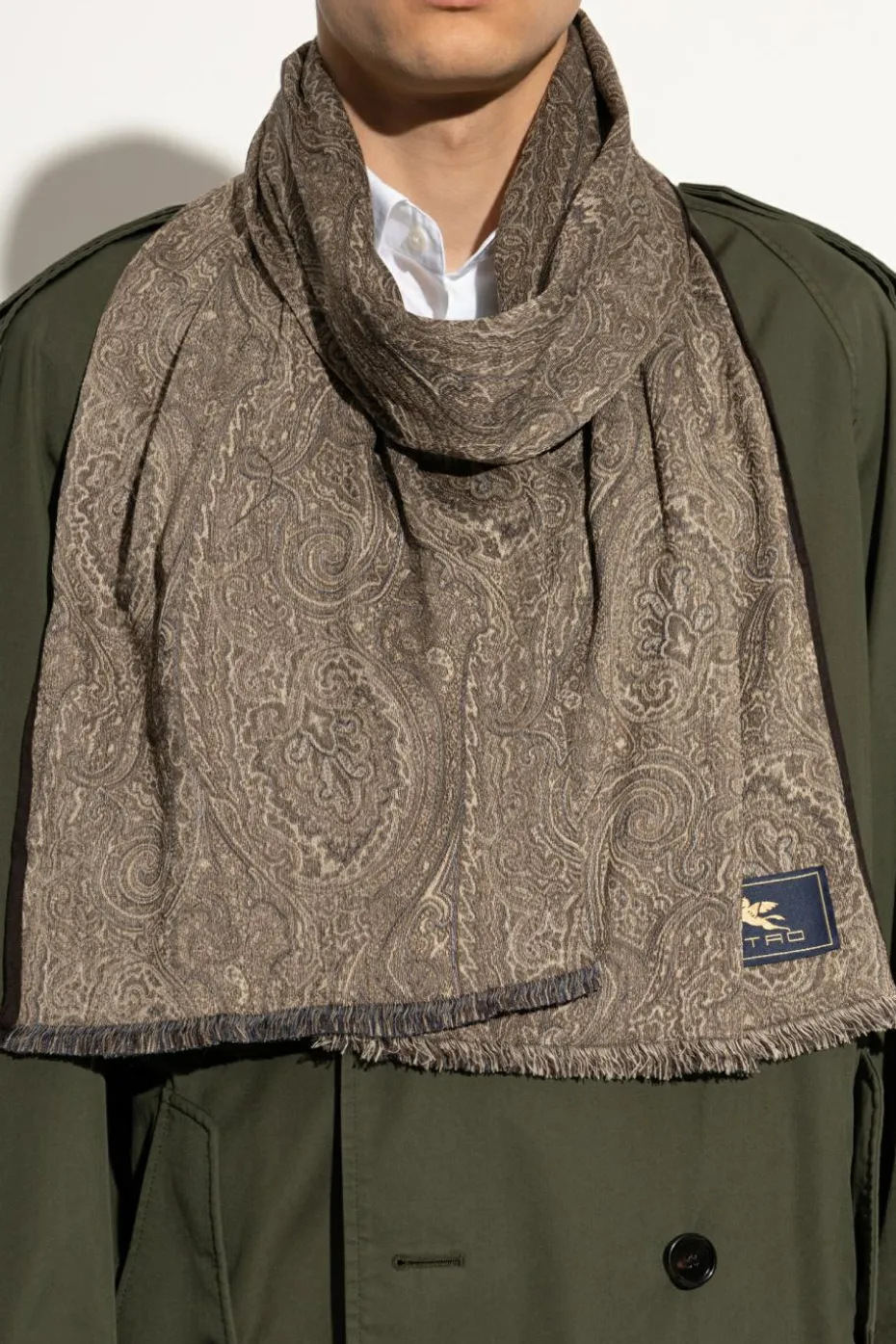 Etro BROWN Scarf with decorative pattern