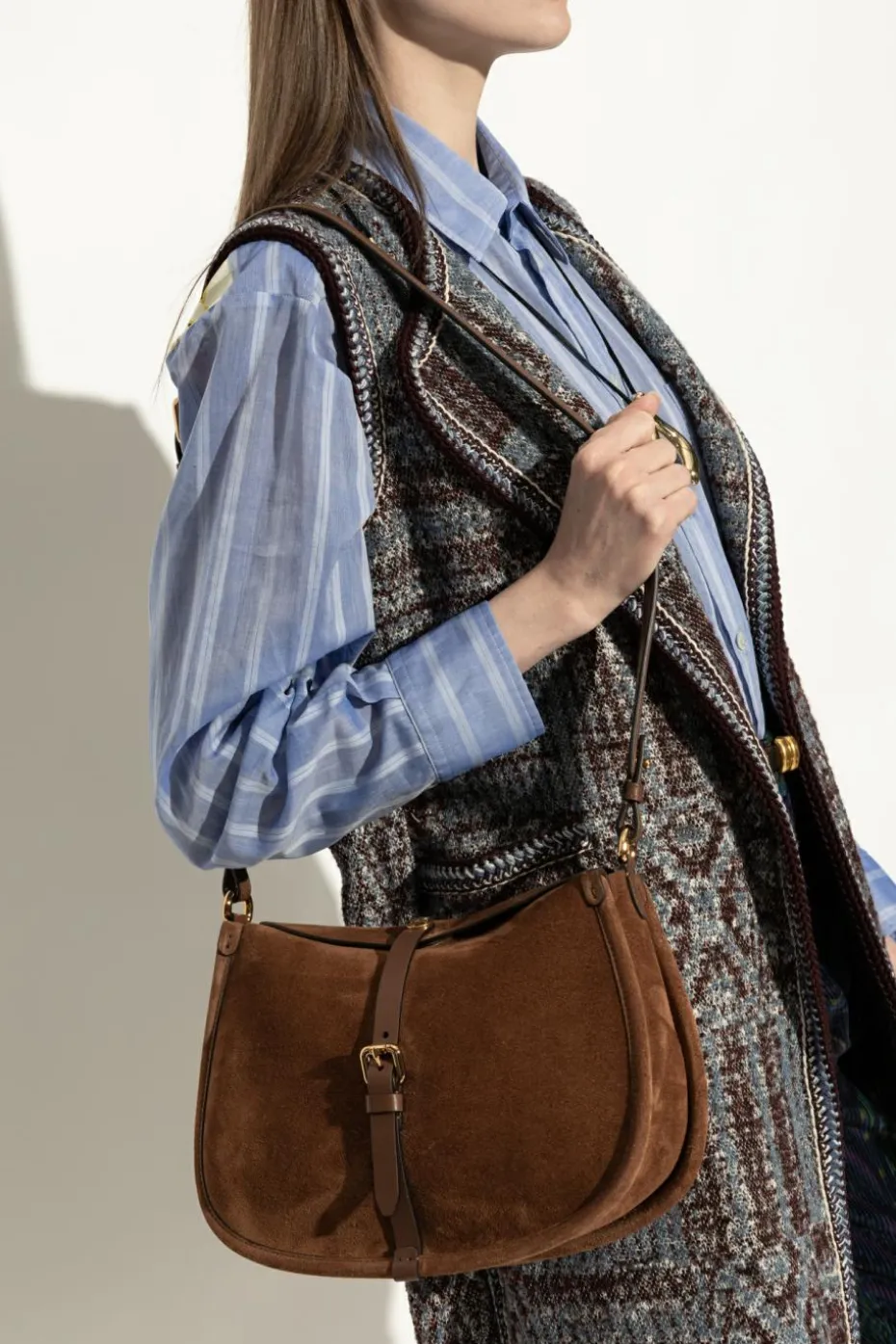 Etro BROWN Suede shoulder bag