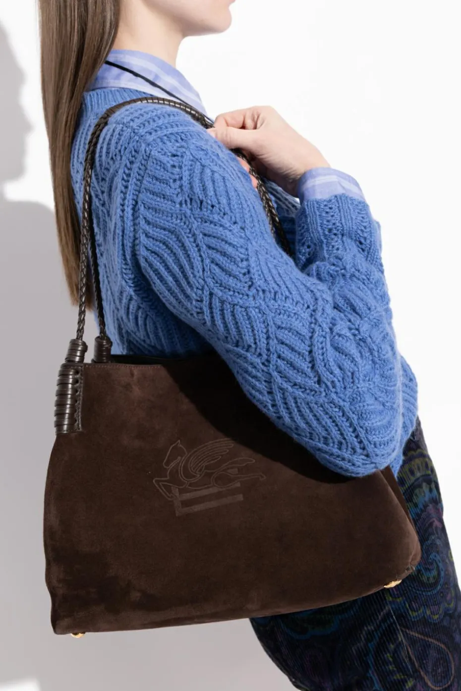 Etro BROWN Suede shoulder bag