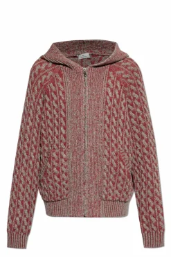 Etro BURGUNDY Hooded cardigan