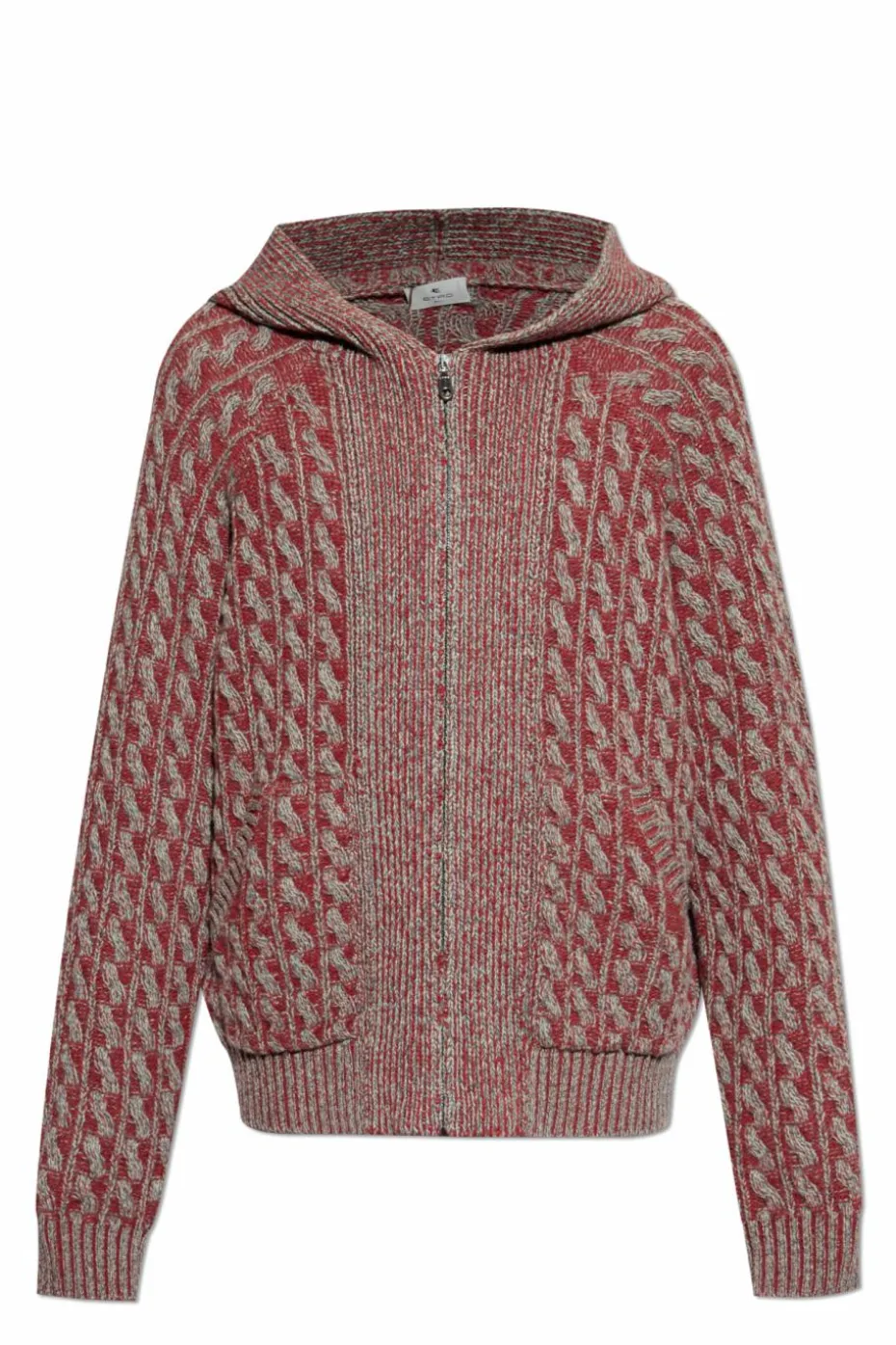 Etro BURGUNDY Hooded cardigan