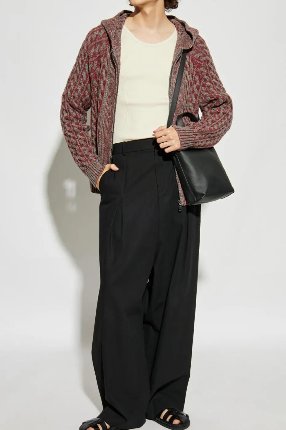 Etro BURGUNDY Hooded cardigan