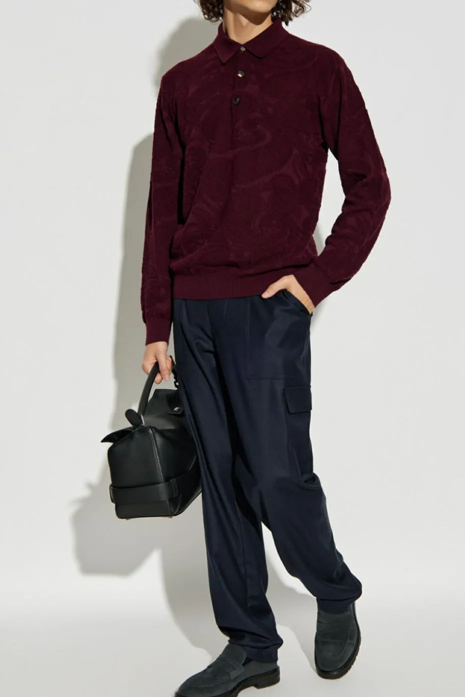 Etro BURGUNDY Long-sleeve polo