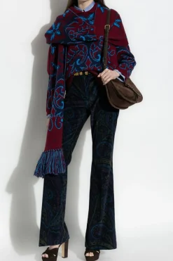 Etro BURGUNDY Patterned sweater with collar
