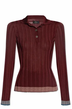 Etro BURGUNDY Polo with logo
