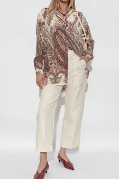 Etro cream Silk shirt with print