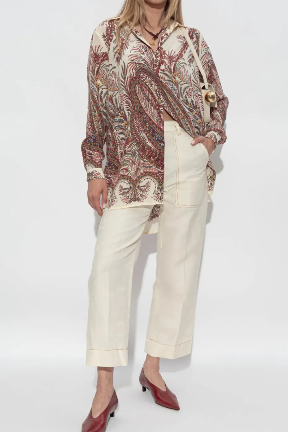 Etro cream Silk shirt with print