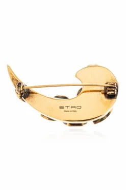 Etro GOLD Brooch with colorful crystals