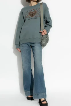 Etro GREEN Sweatshirt with colorful print