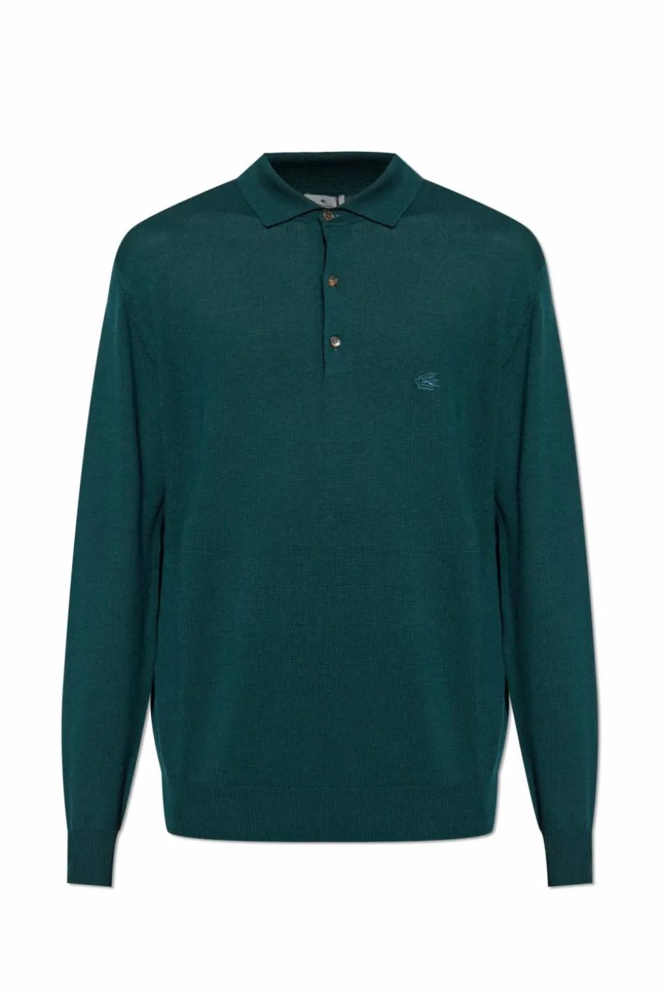 Etro GREEN Wool long-sleeve polo