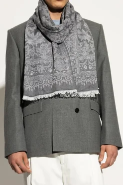 Etro GREY Scarf with a decorative pattern