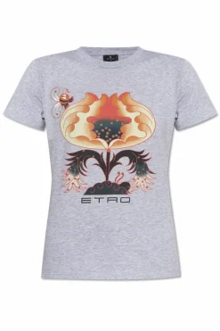 Etro GREY T-shirt with a pattern