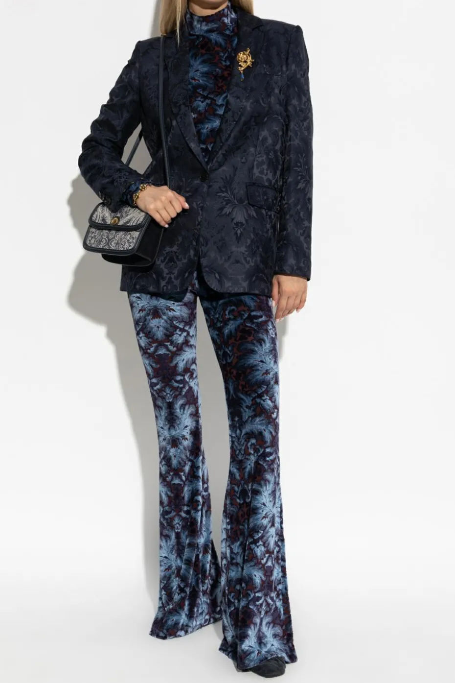 Etro NAVY BLUE Blazer with decorative pattern