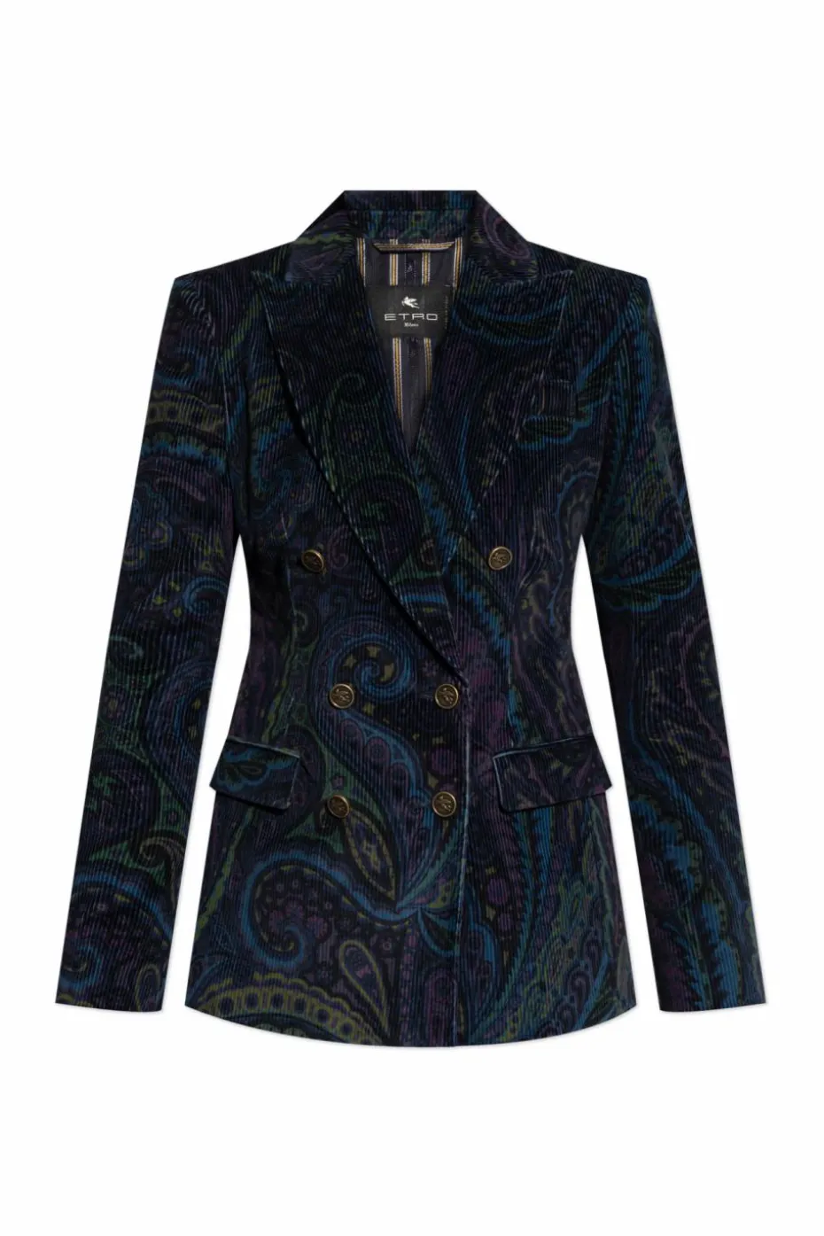 Etro NAVY BLUE Corduroy blazer with decorative pattern