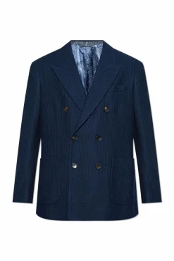 Etro NAVY BLUE Cotton blazer with closed lapels