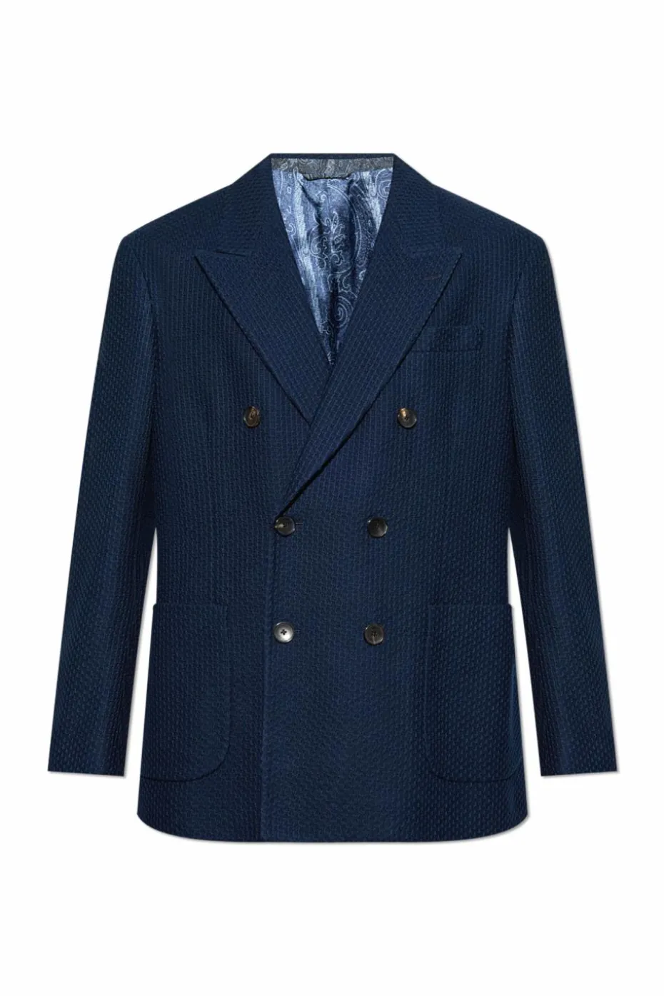 Etro NAVY BLUE Cotton blazer with closed lapels