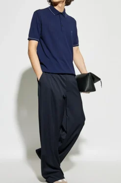 Etro NAVY BLUE Cotton polo shirt with embroidered logo