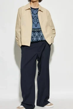 Etro NAVY BLUE Cotton sweater with decorative pattern