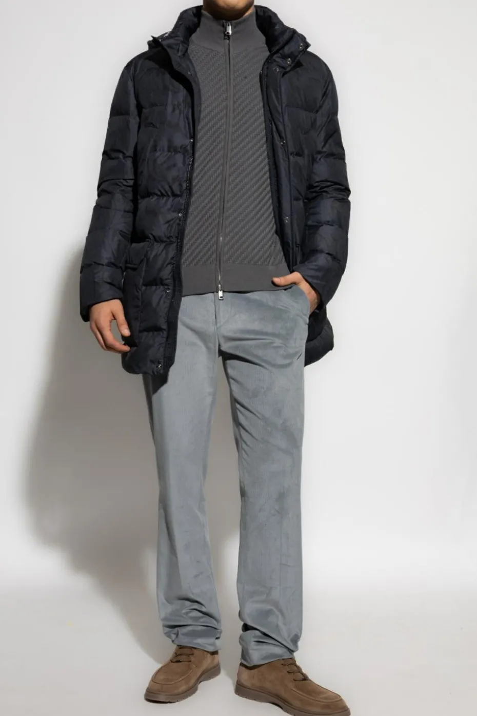 Etro NAVY BLUE Down jacket with detachable hood