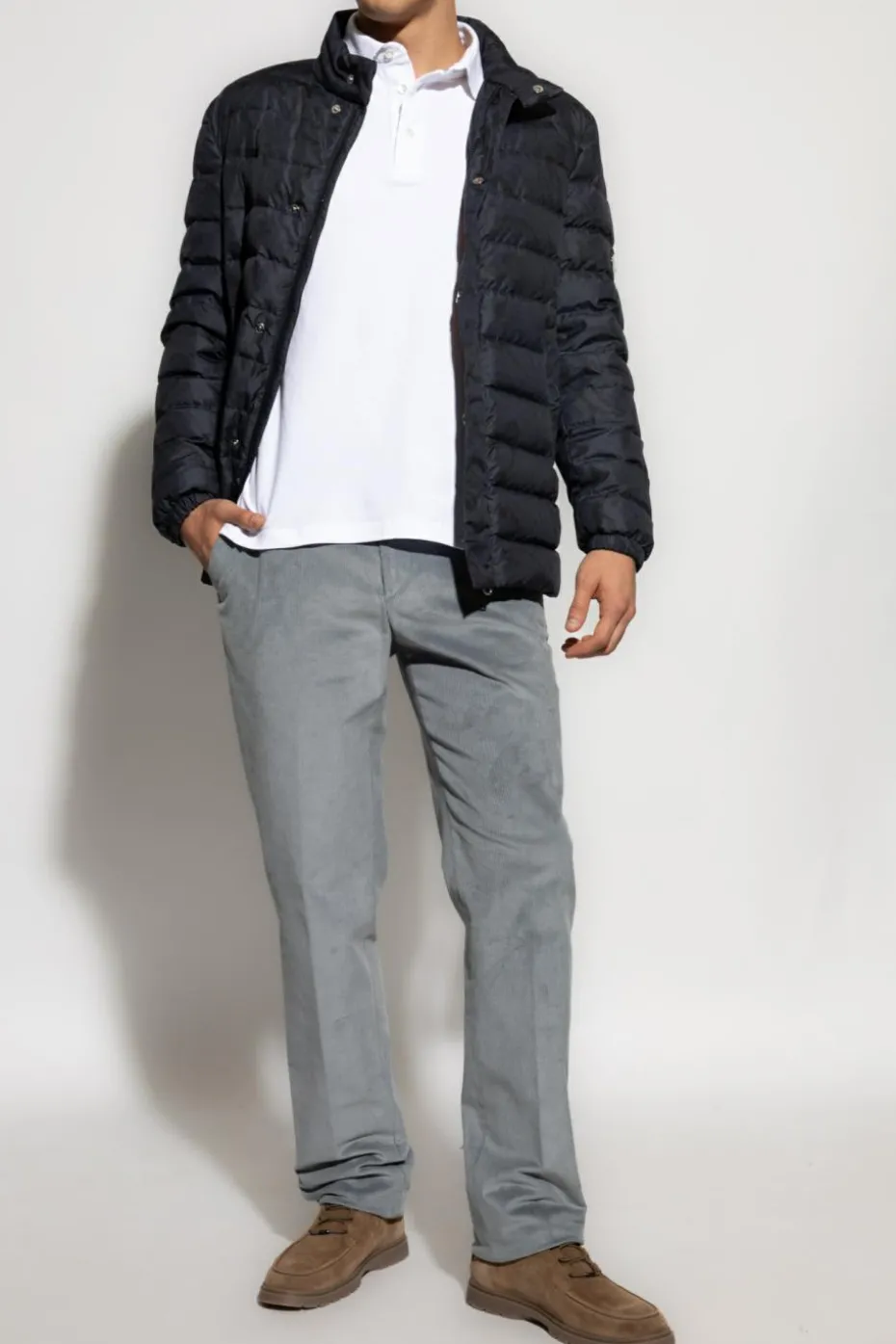 Etro NAVY BLUE Down jacket with stand-up collar
