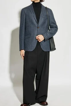 Etro NAVY BLUE Pinstripe patterned blazer