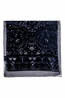 Etro NAVY BLUE Scarf with a velvet pattern