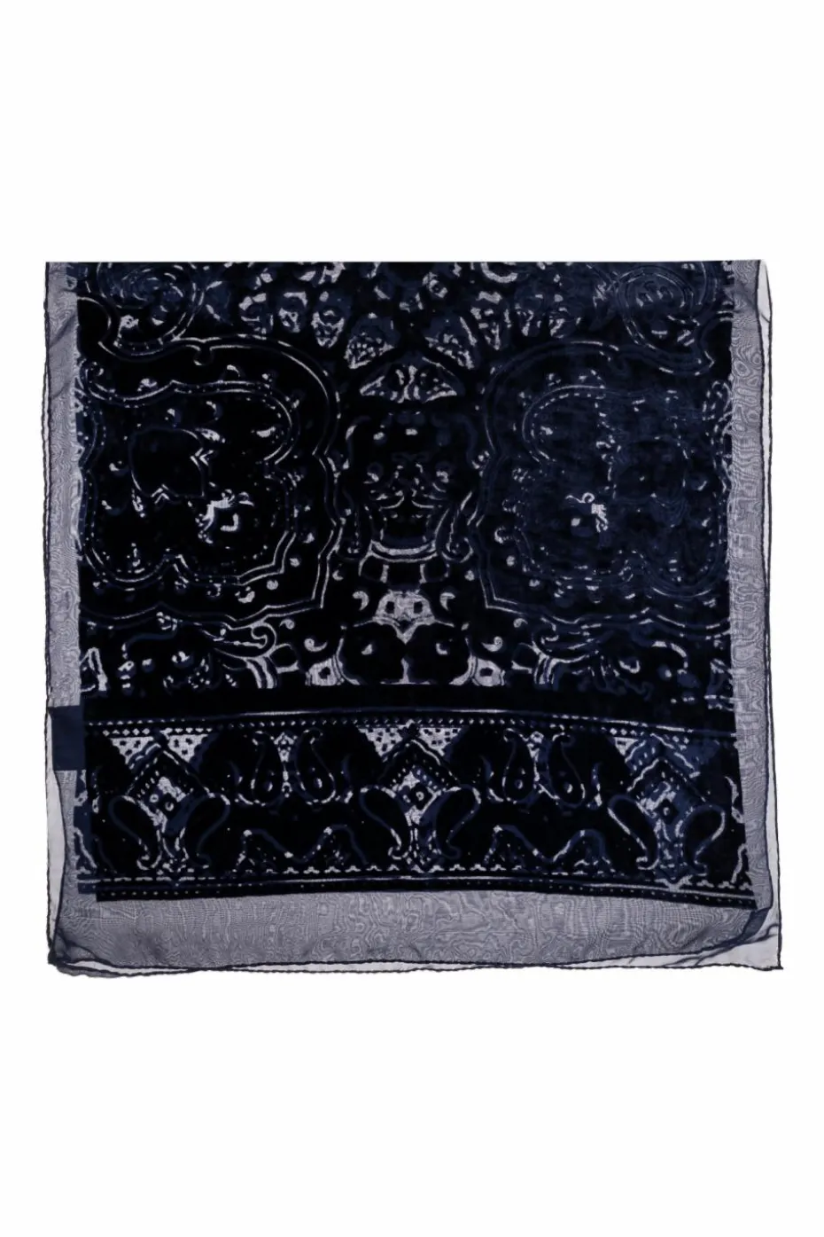 Etro NAVY BLUE Scarf with a velvet pattern