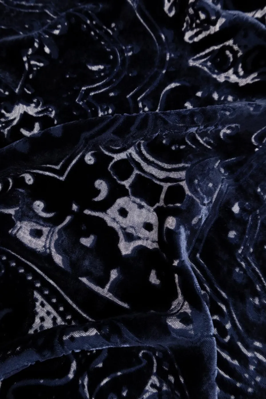 Etro NAVY BLUE Scarf with a velvet pattern