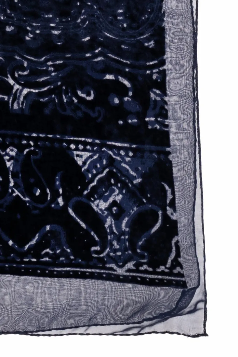 Etro NAVY BLUE Scarf with a velvet pattern