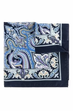 Etro NAVY BLUE Silk pocket square