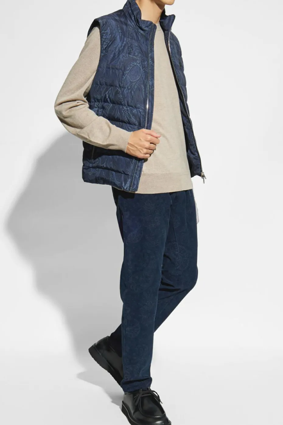 Etro NAVY BLUE Vest with quilted front