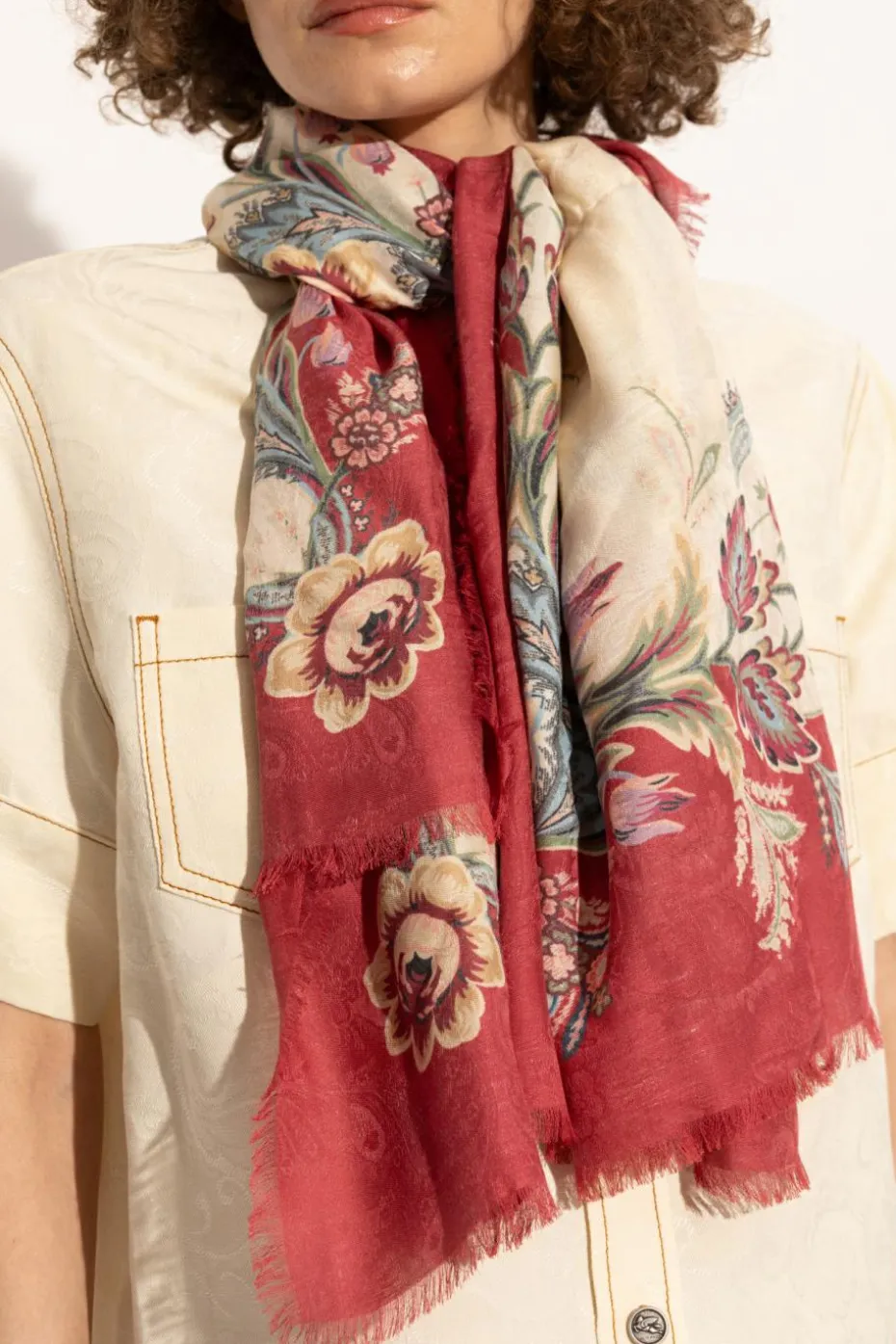 Etro RED Patterned scarf