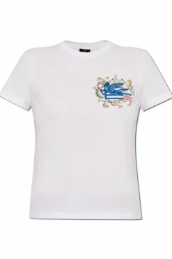 Etro WHITE T-shirt with embroidered logo